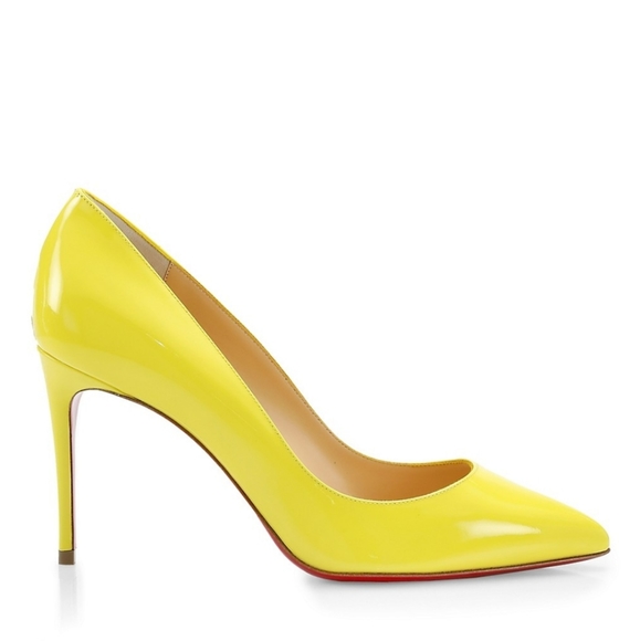 Christian Louboutin Shoes - Christian Louboutin Pigalle Follies 85 Patent Leather Pumps Size 40 Citronnade